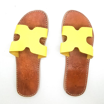 Real Leather H Shape Yellow Sandals-My Real Leather-MyTindy