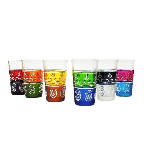 Moroccan Tea Glasses Set Of 6 Assorted Colors﻿