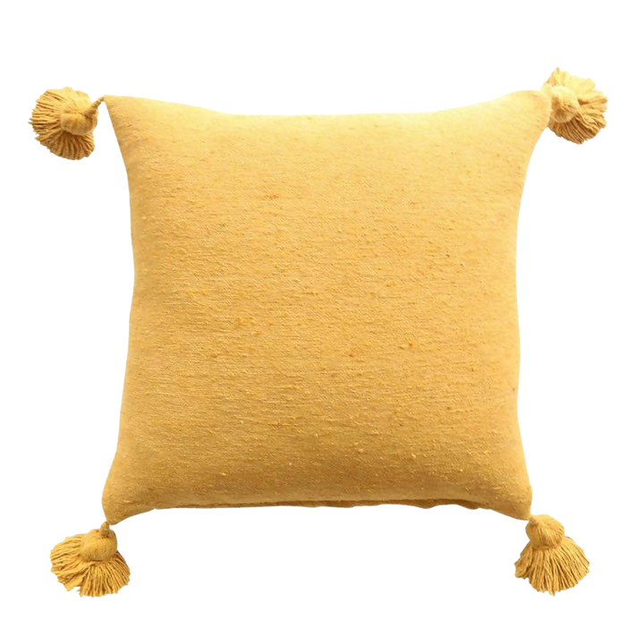 Yellow Pom Pom Pillow Cover