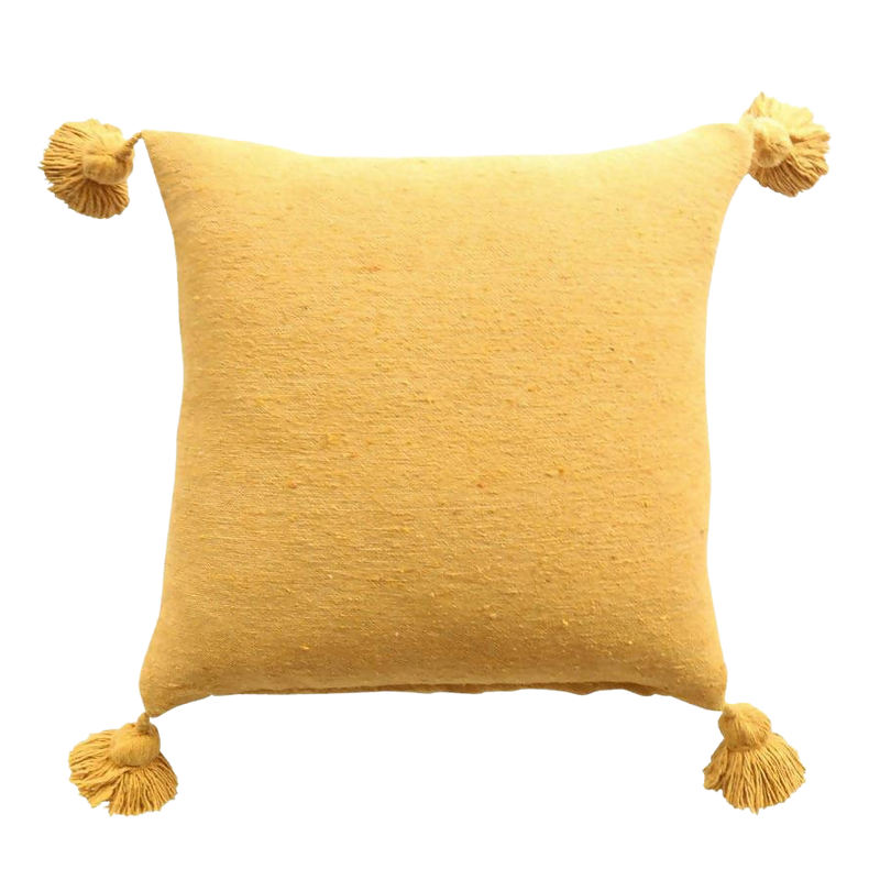 Yellow Pom Pom Pillow Cover