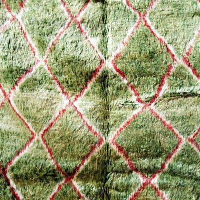 Green Checkers Moroccan Carpet-Coopérative Bakiz-MyTindy