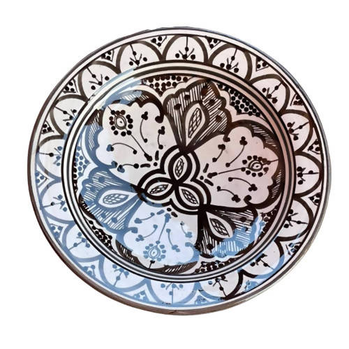 26 cm - White & Black Moroccan Deep Dish