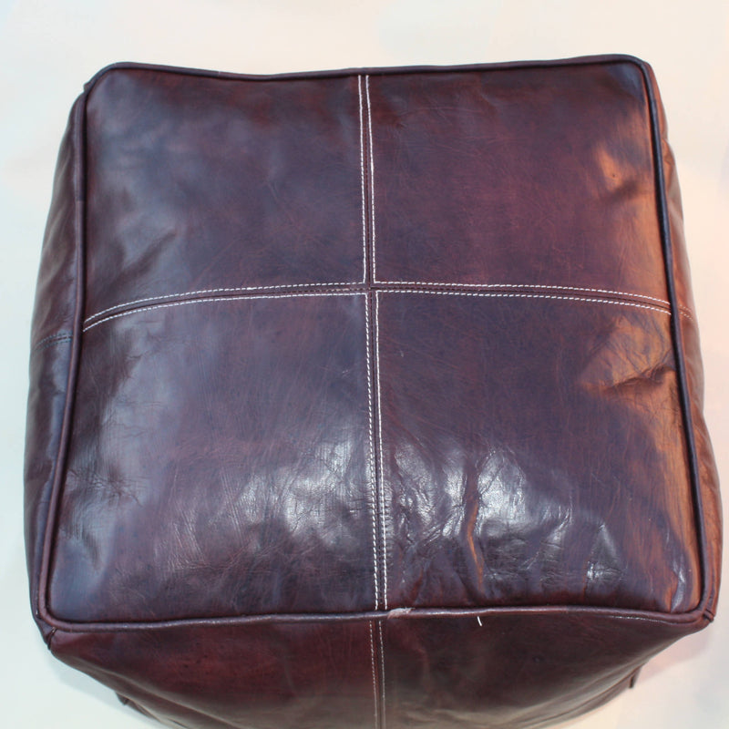 Square Leather Moroccan Ottoman-Rachid-MyTindy