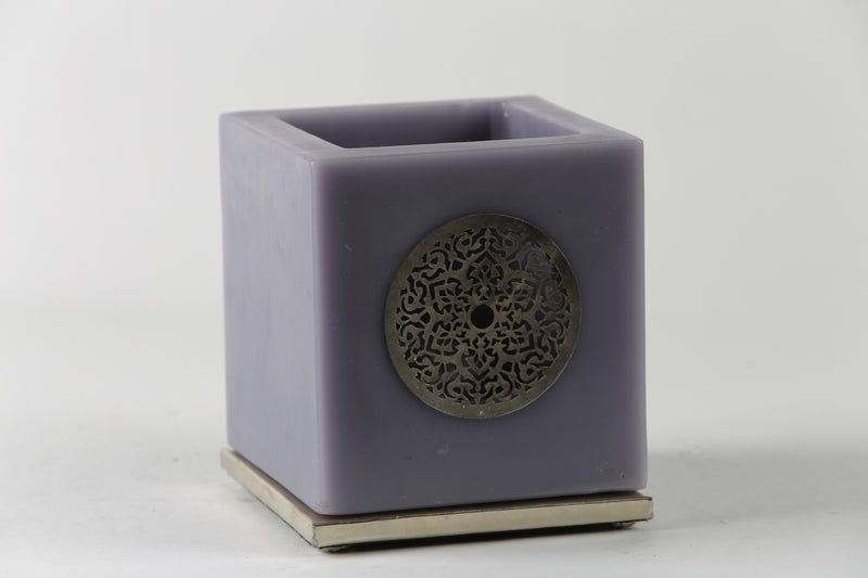 Cubic tealight holder with wood or copper inlay - CUBIPHORE ( a finir)