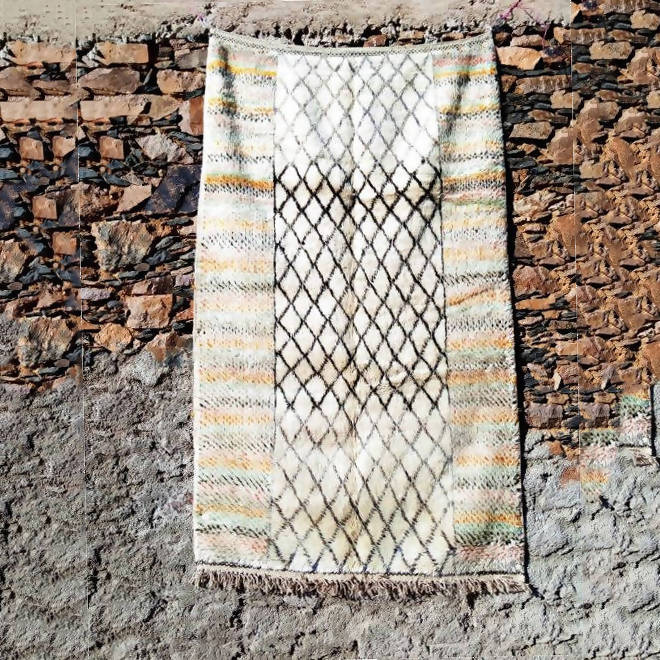 Yellow and Black Moroccan Rug-Coopérative Bakiz-MyTindy
