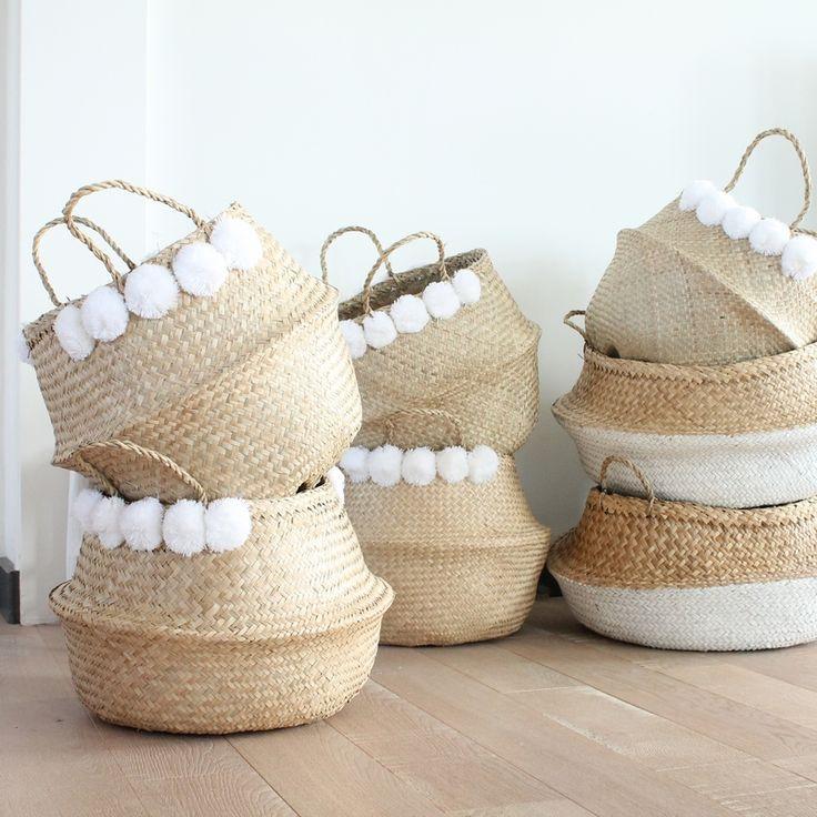 Moroccan Woven Wicker Belly Basket for Storage Plant Pot Basket and Laundry-Salman Artisanal-MyTindy