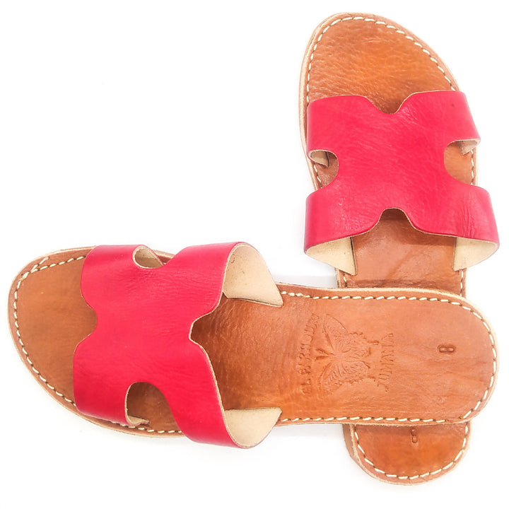 Pink Leather Sandales H Shaped-My Real Leather-MyTindy
