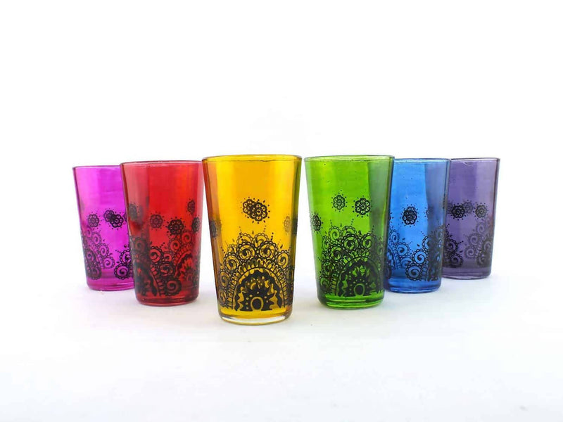 Colored Moroccan Tea Glasses Cups , Set Of 6