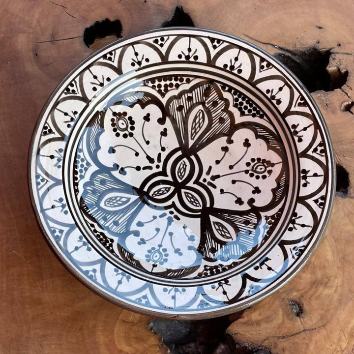 26 cm - White & Black Moroccan Deep Dish