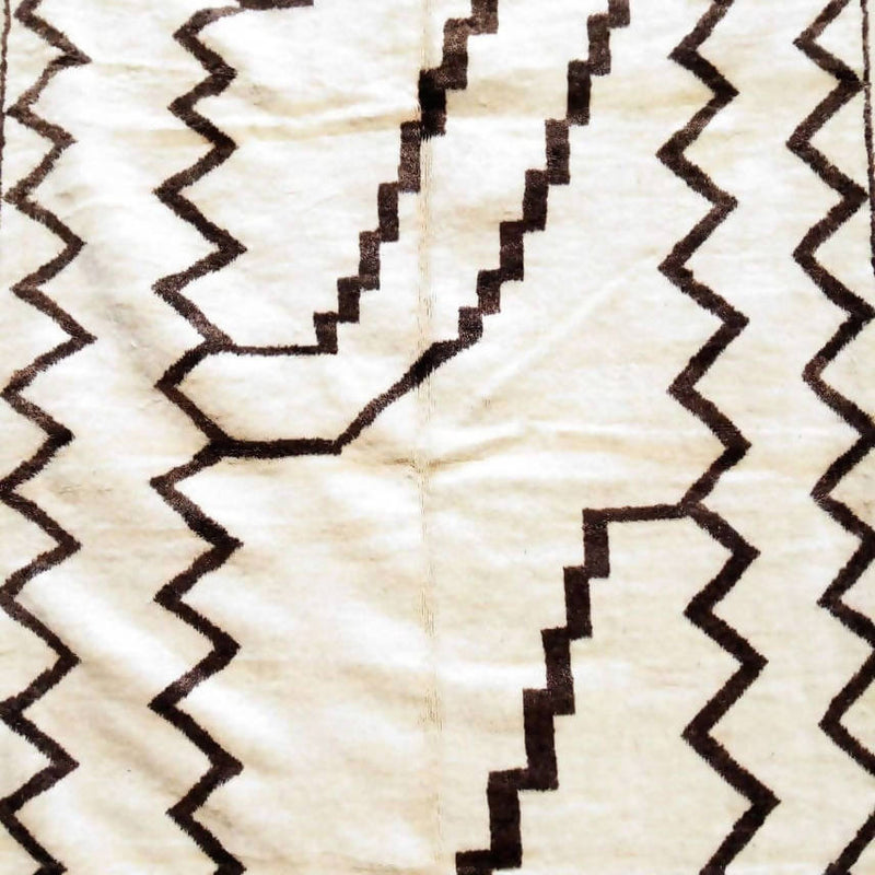 White and Brown Lines Beni Ourain Moroccan Rug-Coopérative Bakiz-MyTindy