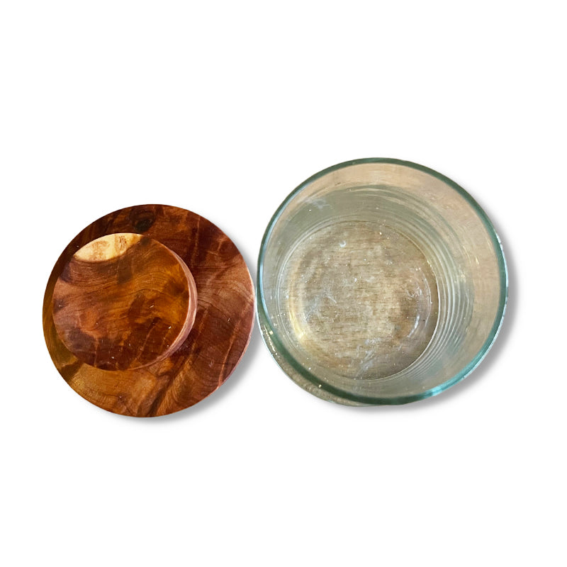 Glass and wooden jar