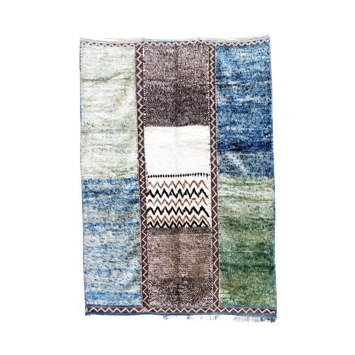 Blue and Green Stripes Moroccan Rug