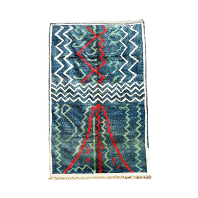 Blue Red and White Moroccan Rug