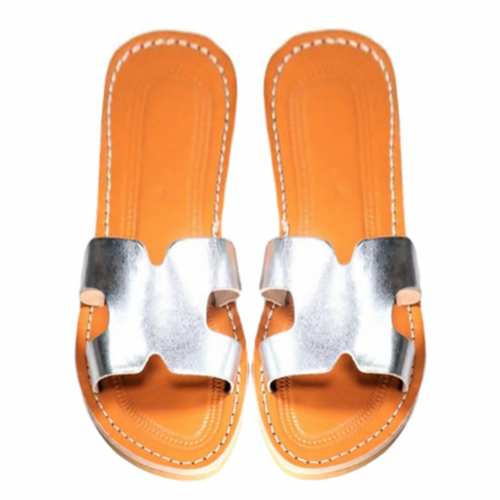 Silver Leather Sandales H Shaped