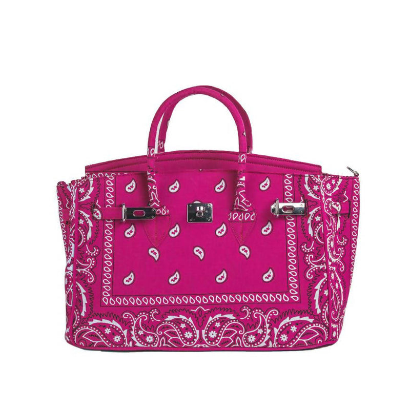 Fashion :: Bags & Purses :: Bandana-Handled Jute Birkin Bag with Shoulder  Strap