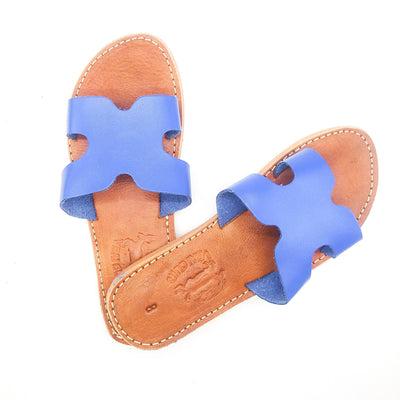 Real Leather H Shaped Blue Sandals-My Real Leather-MyTindy