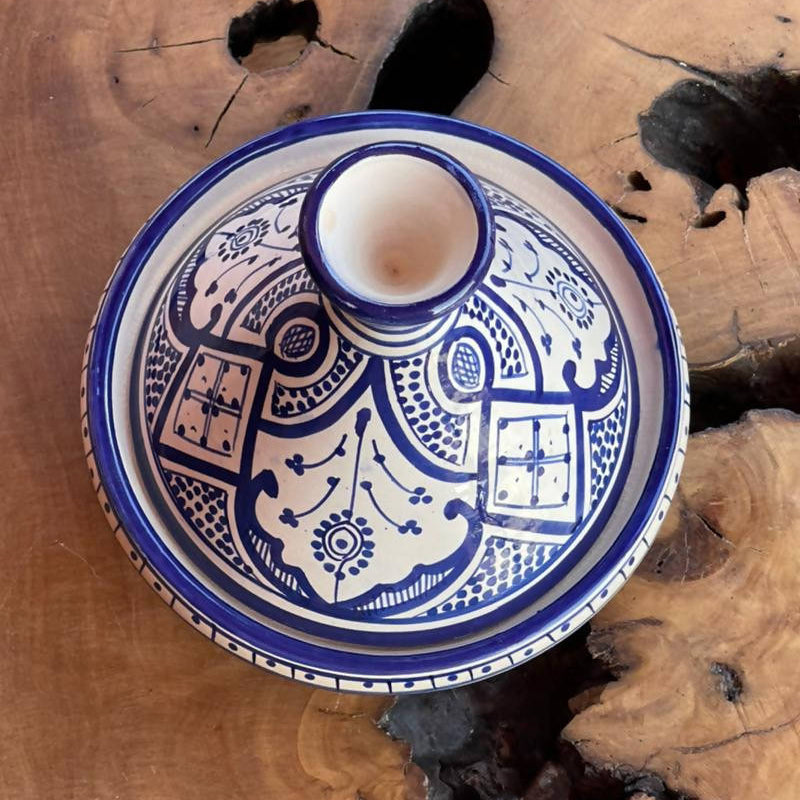 21 cm - Blue & White Moroccan Tajine