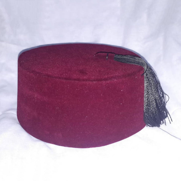 Burgundy Moroccan Hat "Tarbouche"-Aicha Kacem-MyTindy
