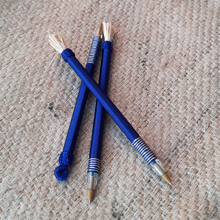 Set of 3 Woven Blue Pens-Notla-MyTindy