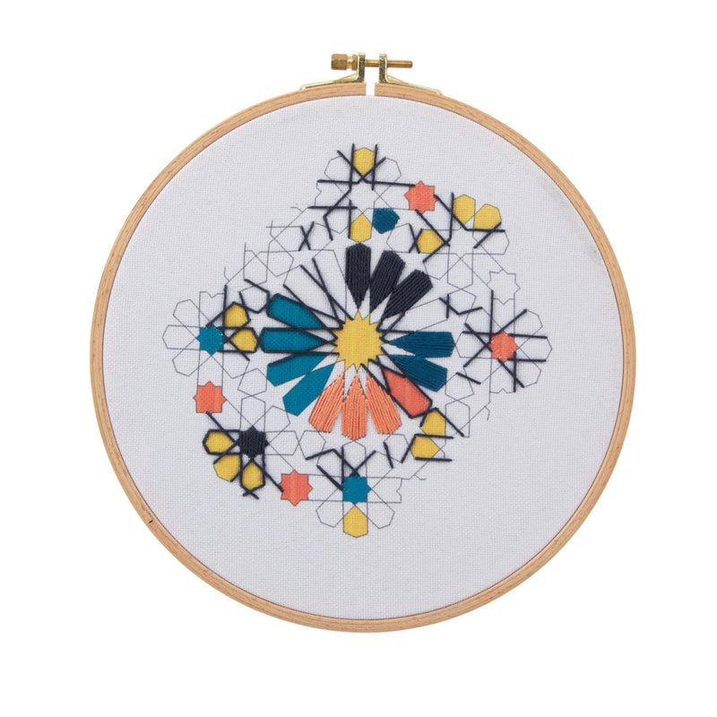 22 cm Embroidered Hoop Zelij Fragments-Artizainer-MyTindy