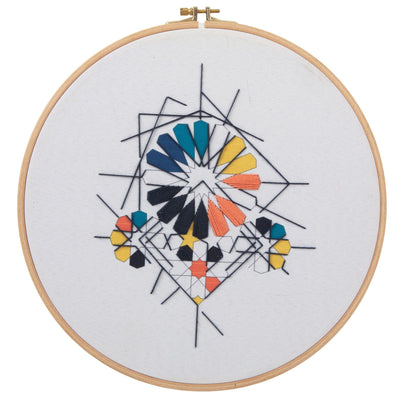 24 cm Embroidered Hoop Zelij Fragments-Artizainer-MyTindy