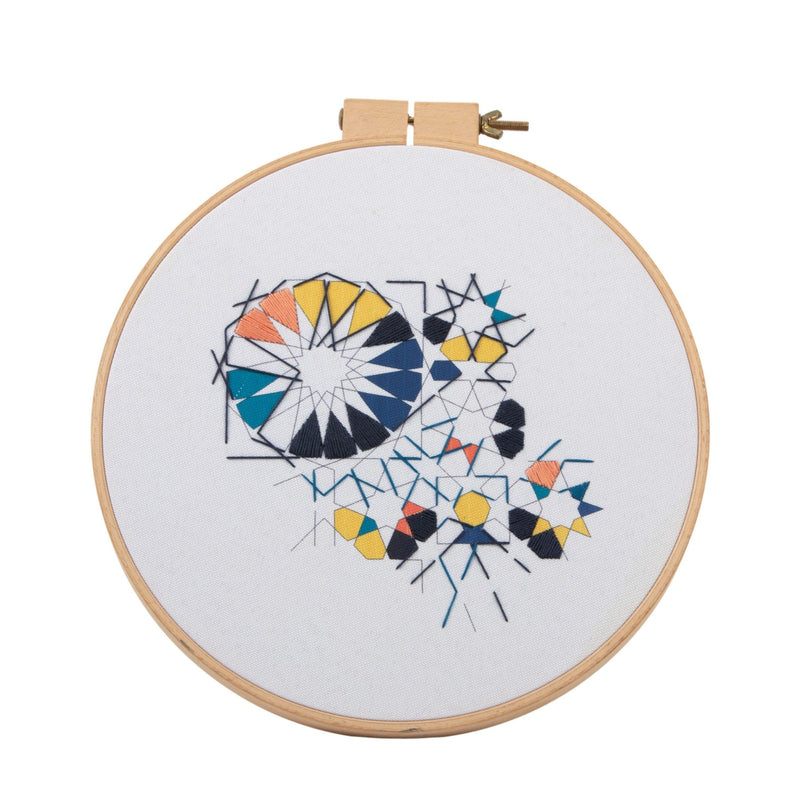 32 cm Embroidered Hoop Zelij Fragments-Artizainer-MyTindy