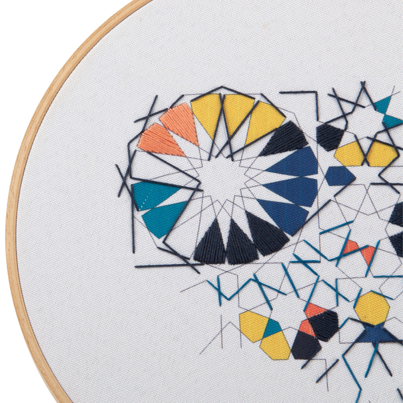 32 cm Embroidered Hoop Zelij Fragments-Artizainer-MyTindy