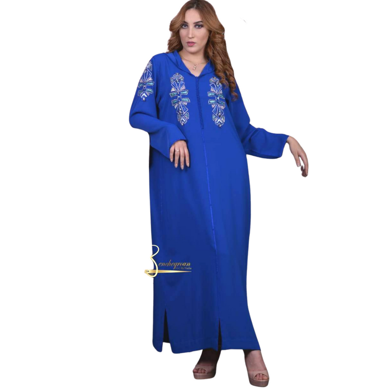 Beaded Blue Djellaba-Haute couture by Nadia Bencheqroun-MyTindy