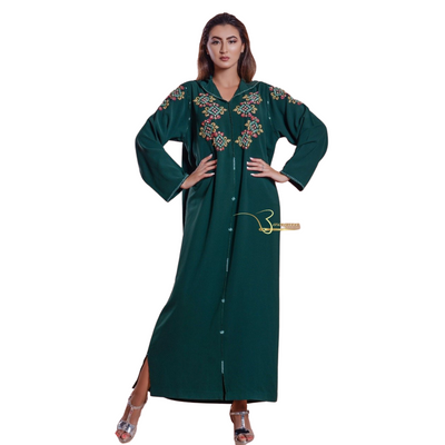 Royal Green Djellaba-Haute couture by Nadia Bencheqroun-MyTindy