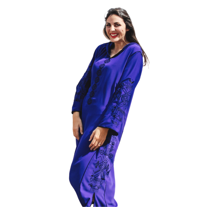 Majorelle Blue Djellaba Moroccan Dress-Yass and Yass-MyTindy