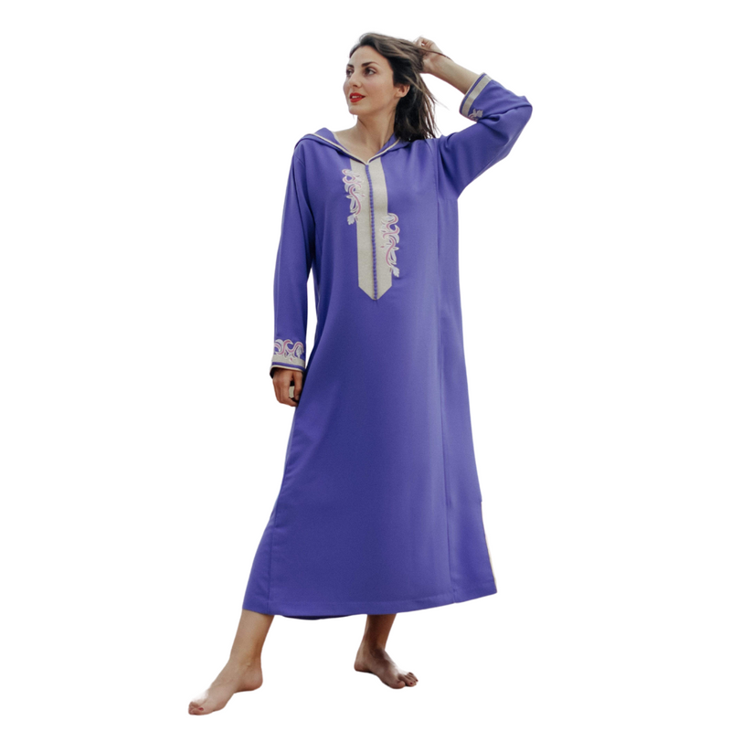 Purple Djellaba Moroccan Dress-Yass and Yass-MyTindy