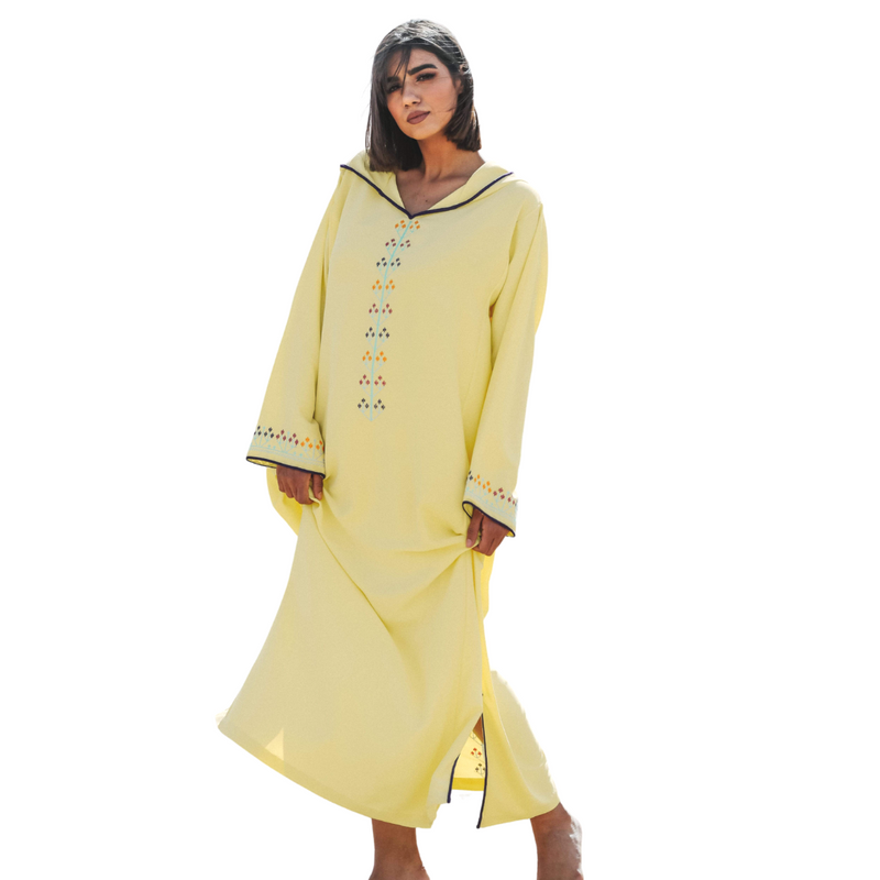Yellow Djellaba Moroccan Dress-Yass and Yass-MyTindy
