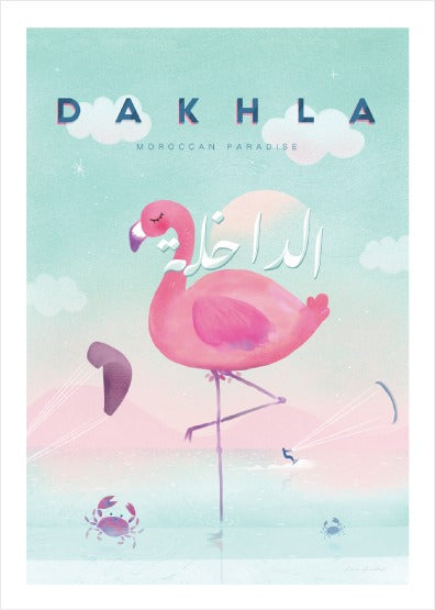 "Pink Flamingo Dakhla" by Lamia Studio - Canva-Choof Maroc-MyTindy
