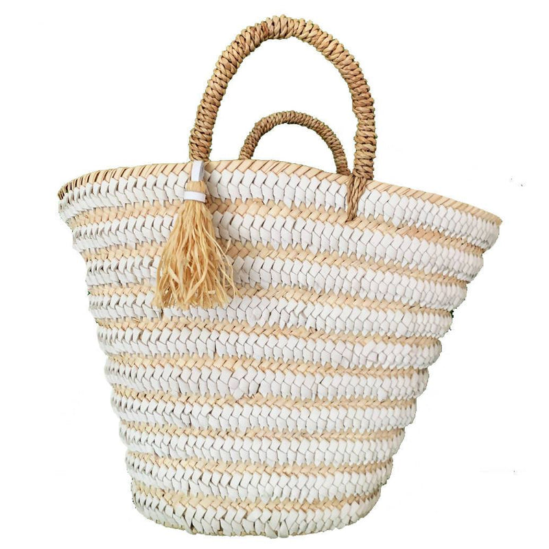 Straw Braided Leather Basket 