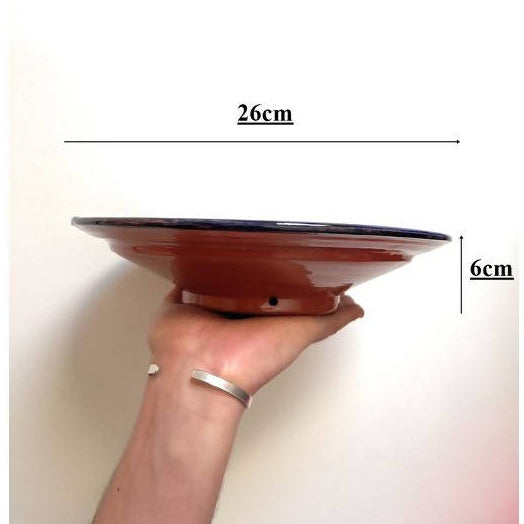 26 cm - Blue & Red Moroccan Deep Dish