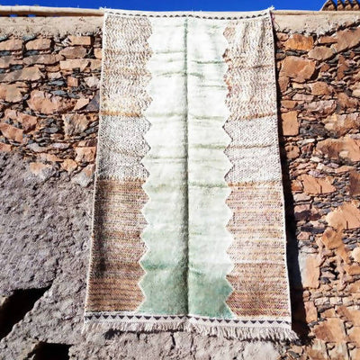 Light Green and Brown Moroccan Rug-Coopérative Bakiz-MyTindy