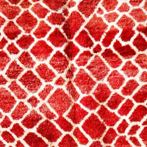 Red and White Moroccan Carpet-Coopérative bakiz-MyTindy
