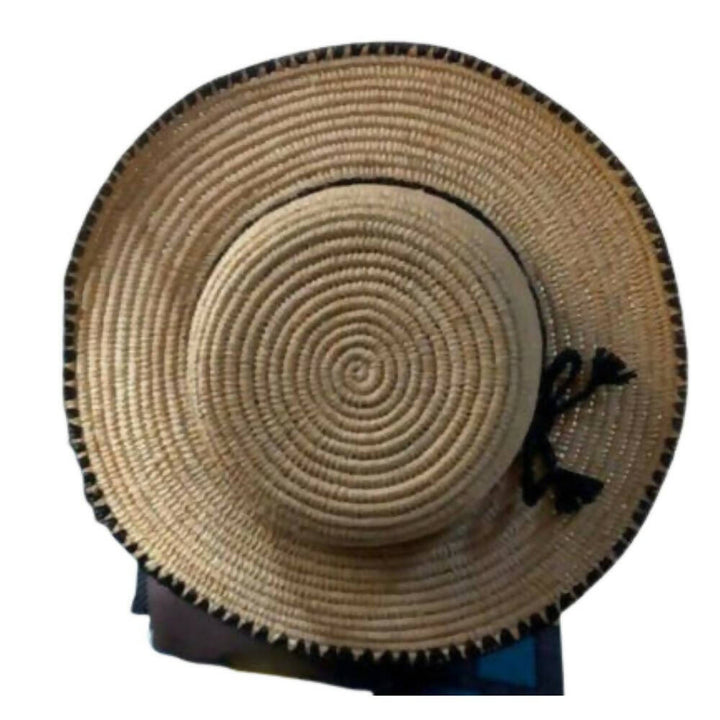Natural Raphia Hat with Black Braid