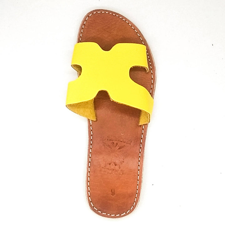 Real Leather H Shape Yellow Sandals-My Real Leather-MyTindy