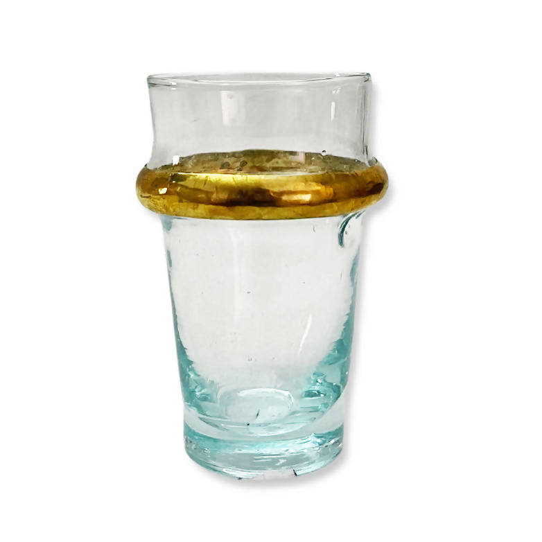 Set of 6 Moroccan transparent cup with Gold - Medium
