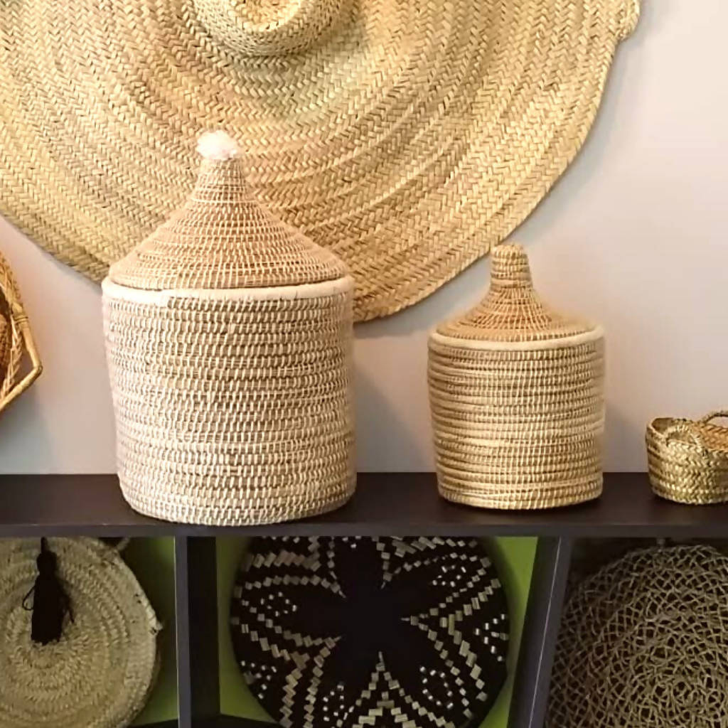 Moroccan Wool Pot - White, no Pompom