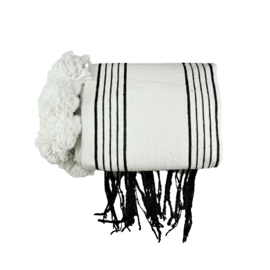 White blanket with black stripes hotsell