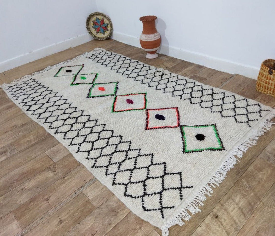 Authentic Moroccan rug Style Azilal rug 4x7 ft Handmade Rug Berber rug