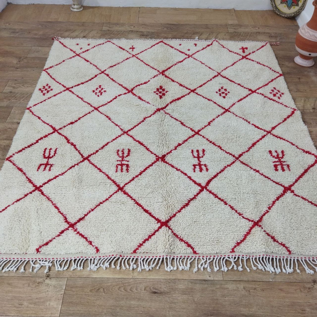 Authentic Moroccan rug Style Beni Ouarain rug 6x6 ft Handmade Rug Berber rug
