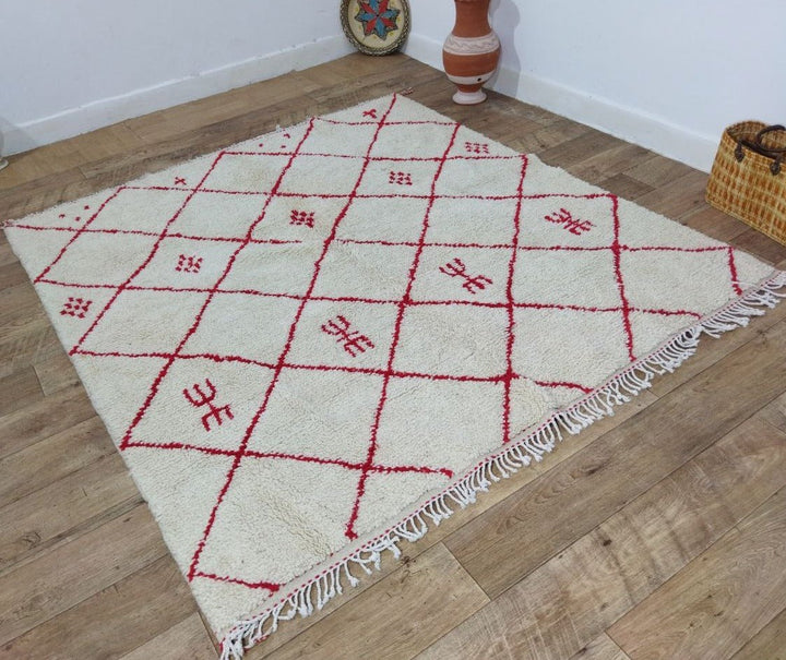 Authentic Moroccan rug Style Beni Ouarain rug 6x6 ft Handmade Rug Berber rug