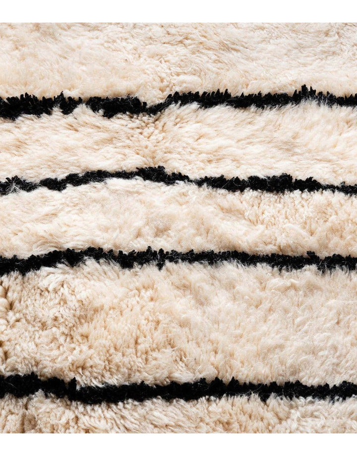 Authentic Moroccan Wool Black and White Beni Mrirt Rug