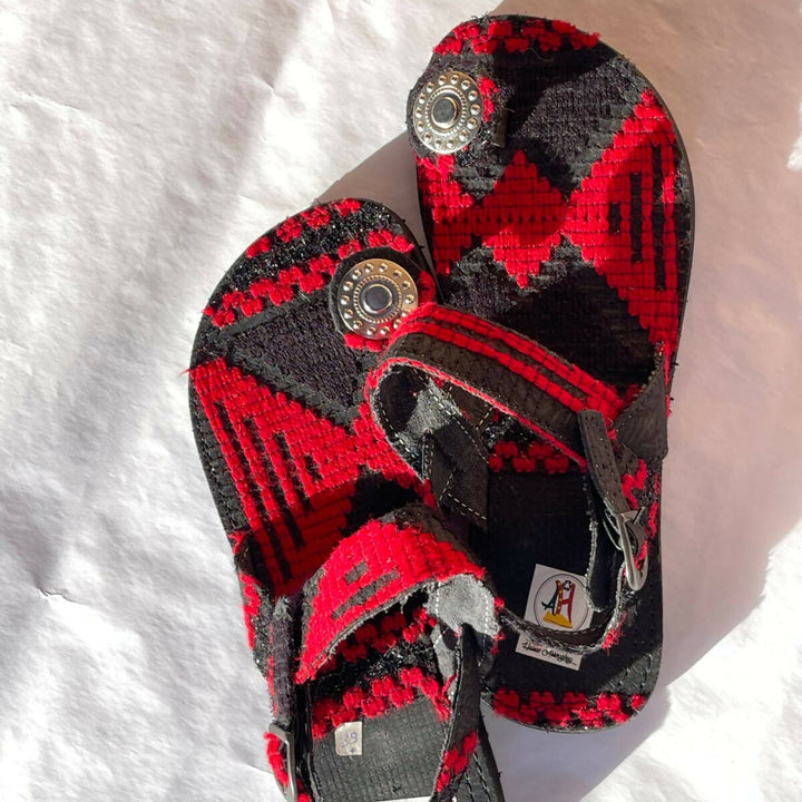 Moroccan Red and Black Sandals