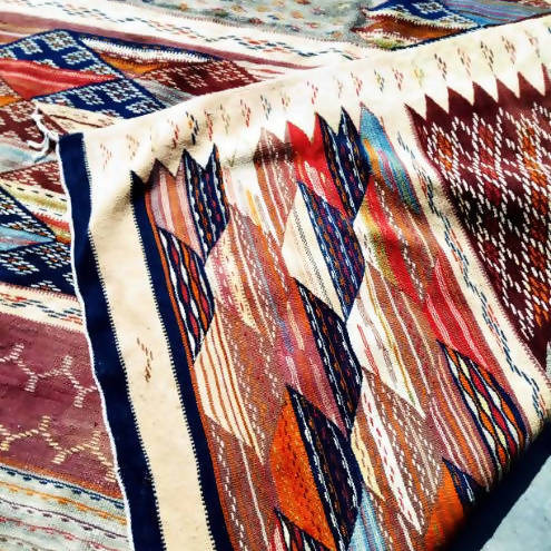 Red Tribal Kilim Moroccan Rug-Coopérative Bakiz-MyTindy