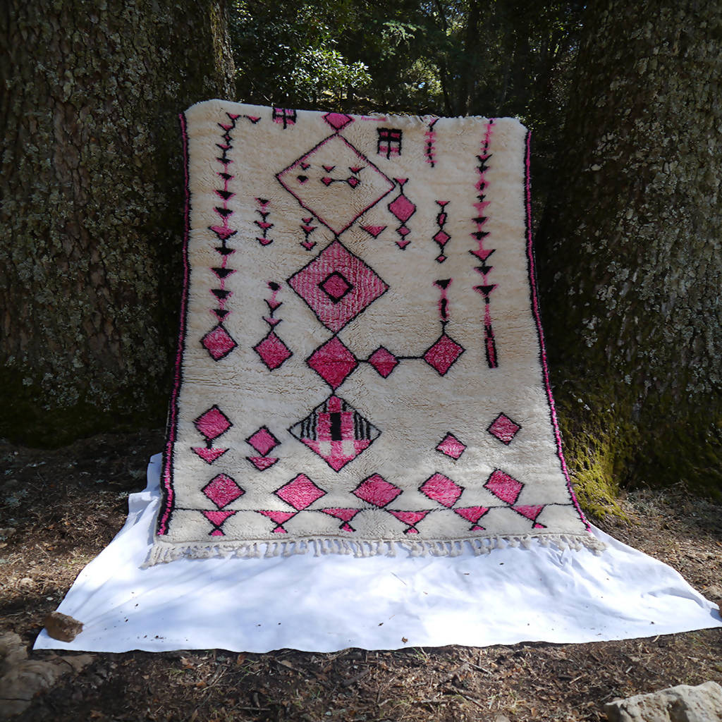 Pink Azilal Rug with Amazigh Symbol