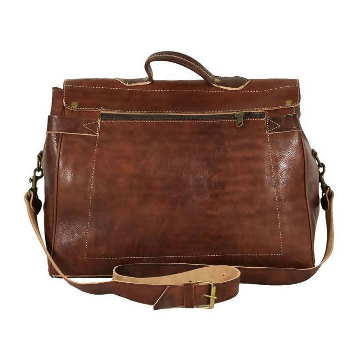 Brown leather travel bag-My Real Leather-MyTindy